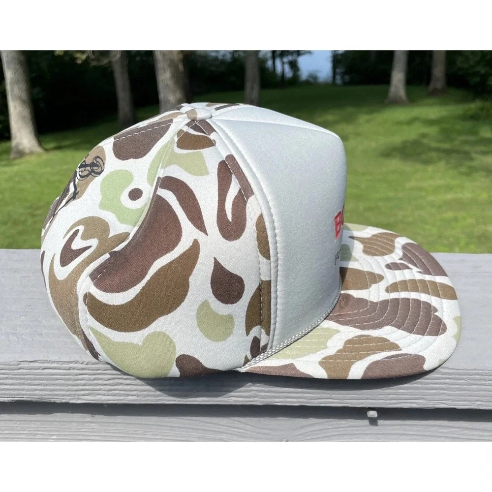 Vintage Nissin Rope Brim‎ Snap Back Trucker Hat Camo Bosch Power Tools